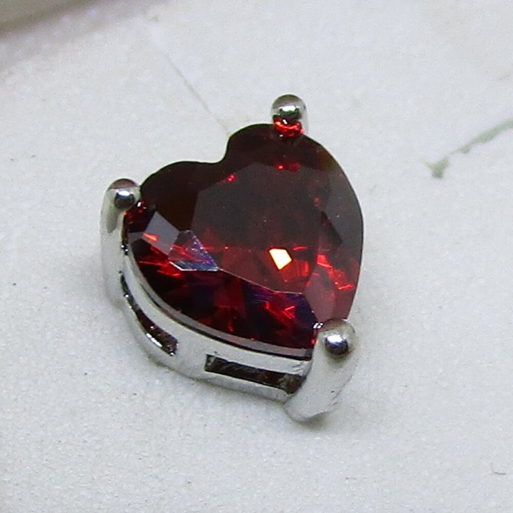 Heart Shaped Simulated Ruby Earrings - image 3